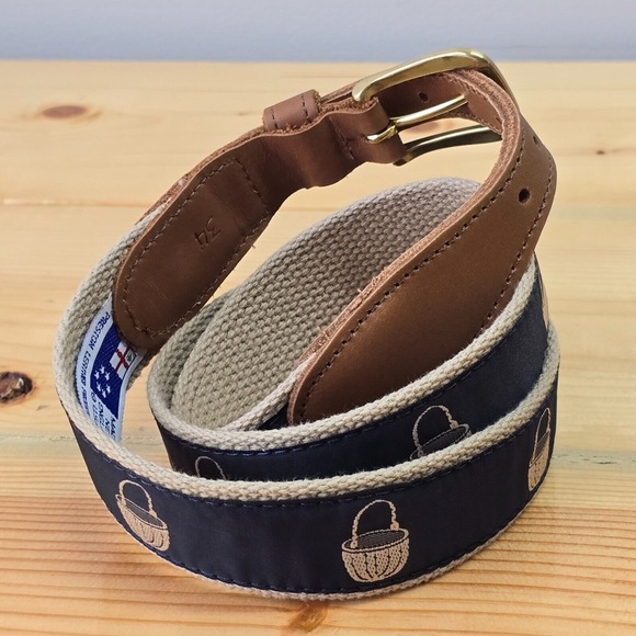 Preston Leather Belt Womens Size 34 Blue Empty Basket Gardening - Picture 2 of 10